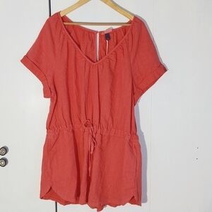 Universal Threads- Womens Red Linen Relaxed Romper SUMMER fun New! Sz.XL